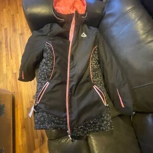 Black and Pink Kids Ski Jacket